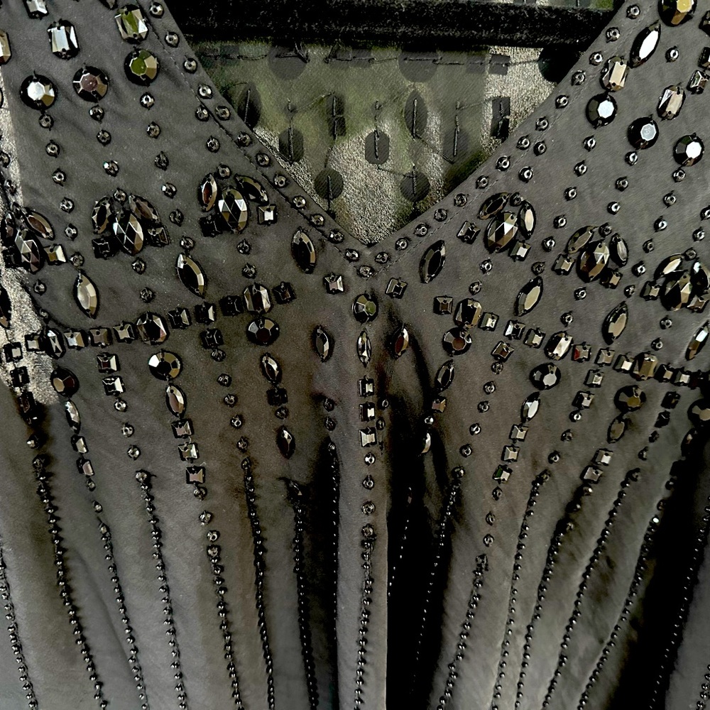 Black silk beaded top